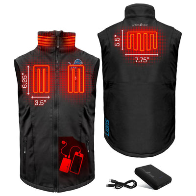 ActionHeat Detroit Lions 5V Men's Softshell Battery Heated Vest - Back