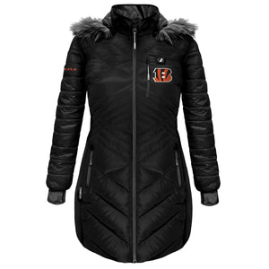 ActionHeat Cincinnati Bengals 5V Women's Long Puffer Battery Heated Jacket - Heated