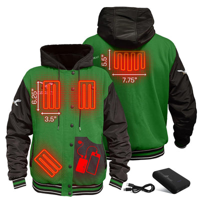 ActionHeat Philadelphia Eagles 5V Battery Heated Varsity Jacket - Back