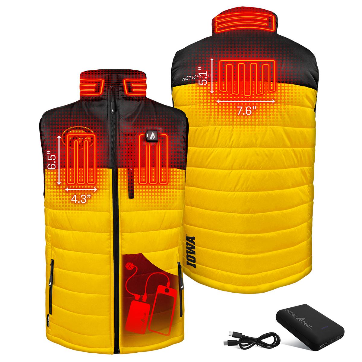 ActionHeat Iowa Hawkeyes 5V Men's Colorblock Puffer Battery Heated Vest - Back