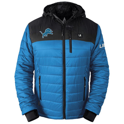 ActionHeat Detroit Lions 5V Men's Colorblock Puffer Battery Heated Jacket - Heated