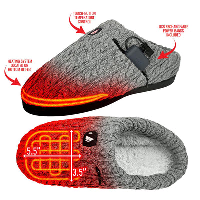 ActionHeat 5V Battery Heated Cable Knit Hat & Slippers Bundle - Right