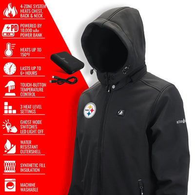 ActionHeat Pittsburgh Steelers 5V Men's Softshell Battery Heated Jacket - Full Set