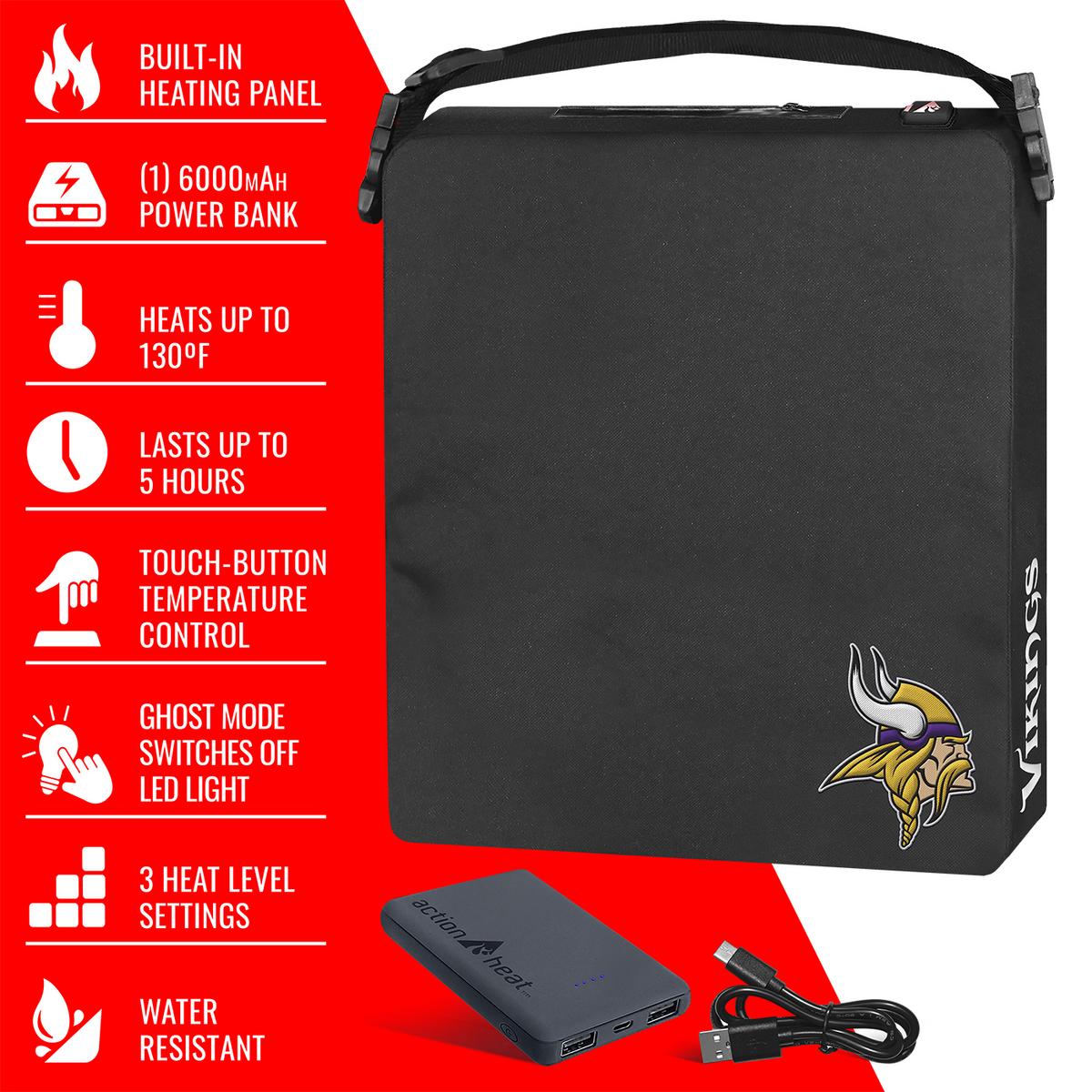 ActionHeat Minnesota Vikings 5V Battery Heated Seat Cushion - Right