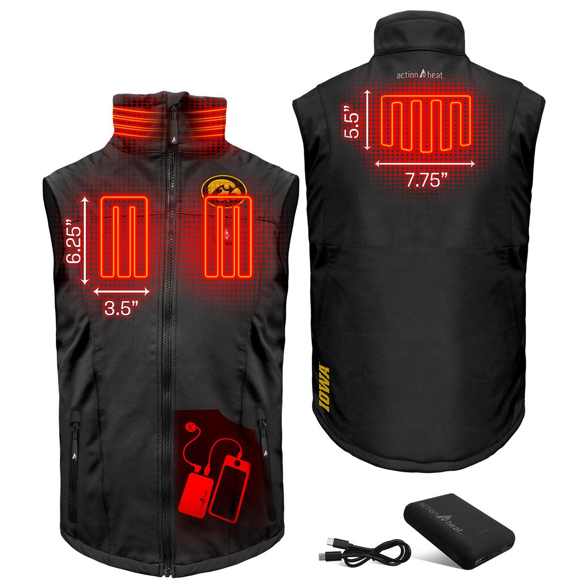 ActionHeat Iowa Hawkeyes 5V Men's Softshell Battery Heated Vest - Back