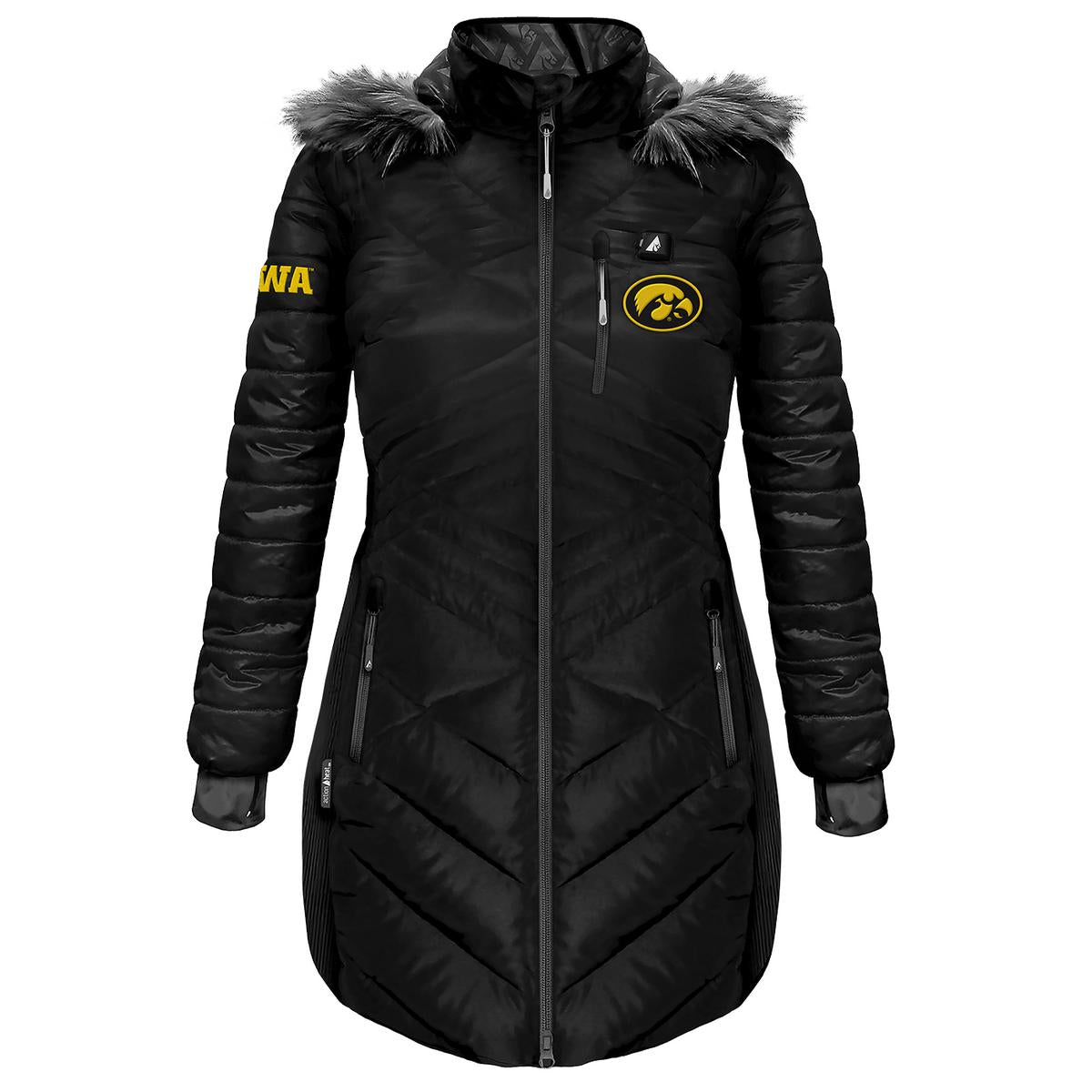 ActionHeat Iowa Hawkeyes 5V Women's Long Puffer Battery Heated Jacket - Heated