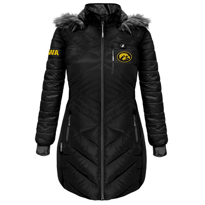 ActionHeat Iowa Hawkeyes 5V Women's Long Puffer Battery Heated Jacket - Heated