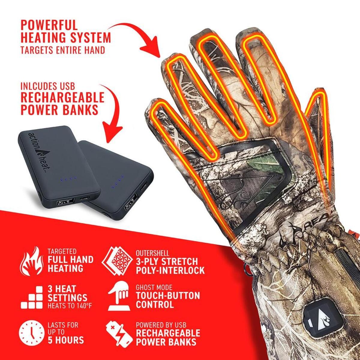 Open Box ActionHeat 5V Men's Battery Heated Hunting Featherweight Gloves - Back