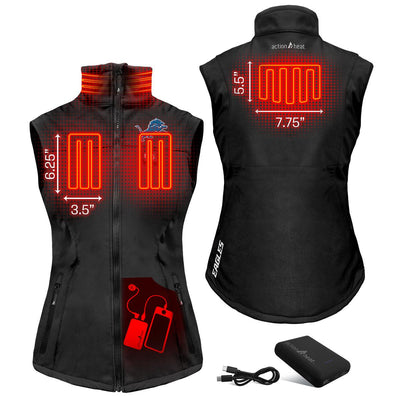 ActionHeat Detroit Lions 5V Women's Softshell Battery Heated Vest - Back