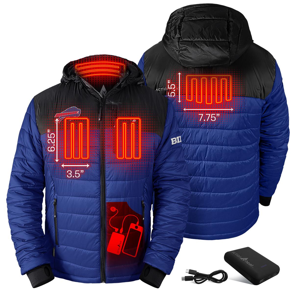 ActionHeat Buffalo Bills 5V Men's Colorblock Puffer Battery Heated Jacket - Back