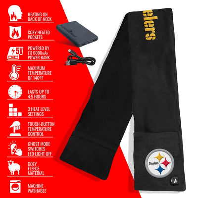 ActionHeat Pittsburgh Steelers 5V Battery Heated Scarf - Full Set