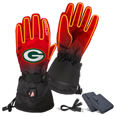 ActionHeat Green Bay Packers 5V Battery Heated Gloves - Battery