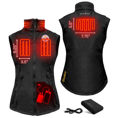 ActionHeat Pittsburgh Steelers 5V Women's Softshell Battery Heated Vest - Back