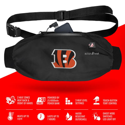 ActionHeat Cincinnati Bengals 5V Battery Heated Hand Muff - Full Set