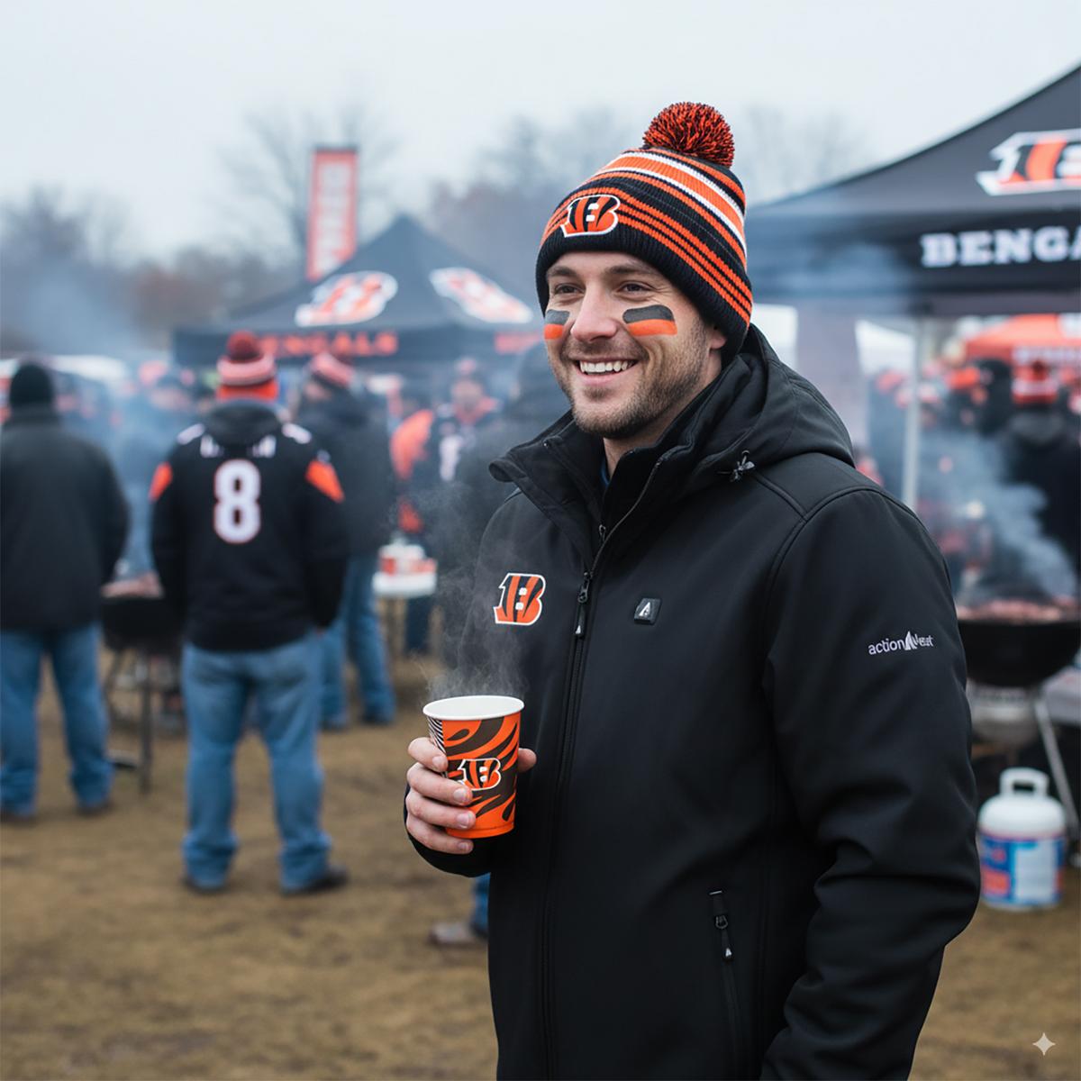 ActionHeat Cincinnati Bengals 5V Men's Softshell Battery Heated Jacket - Info