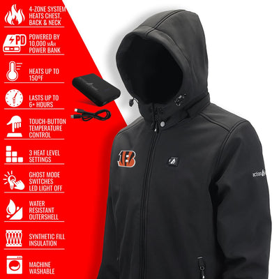 ActionHeat Cincinnati Bengals 5V Men's Softshell Battery Heated Jacket - Full Set