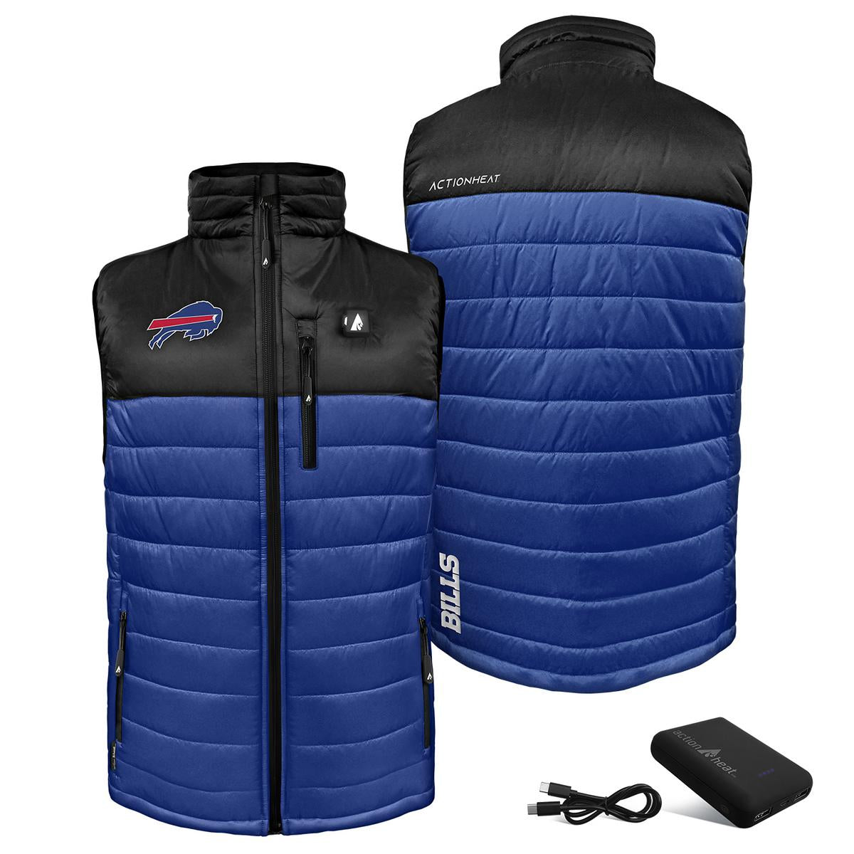 ActionHeat Buffalo Bills 5V Men's Colorblock Puffer Battery Heated Vest - Battery