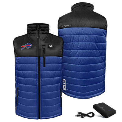 ActionHeat Buffalo Bills 5V Men's Colorblock Puffer Battery Heated Vest - Battery