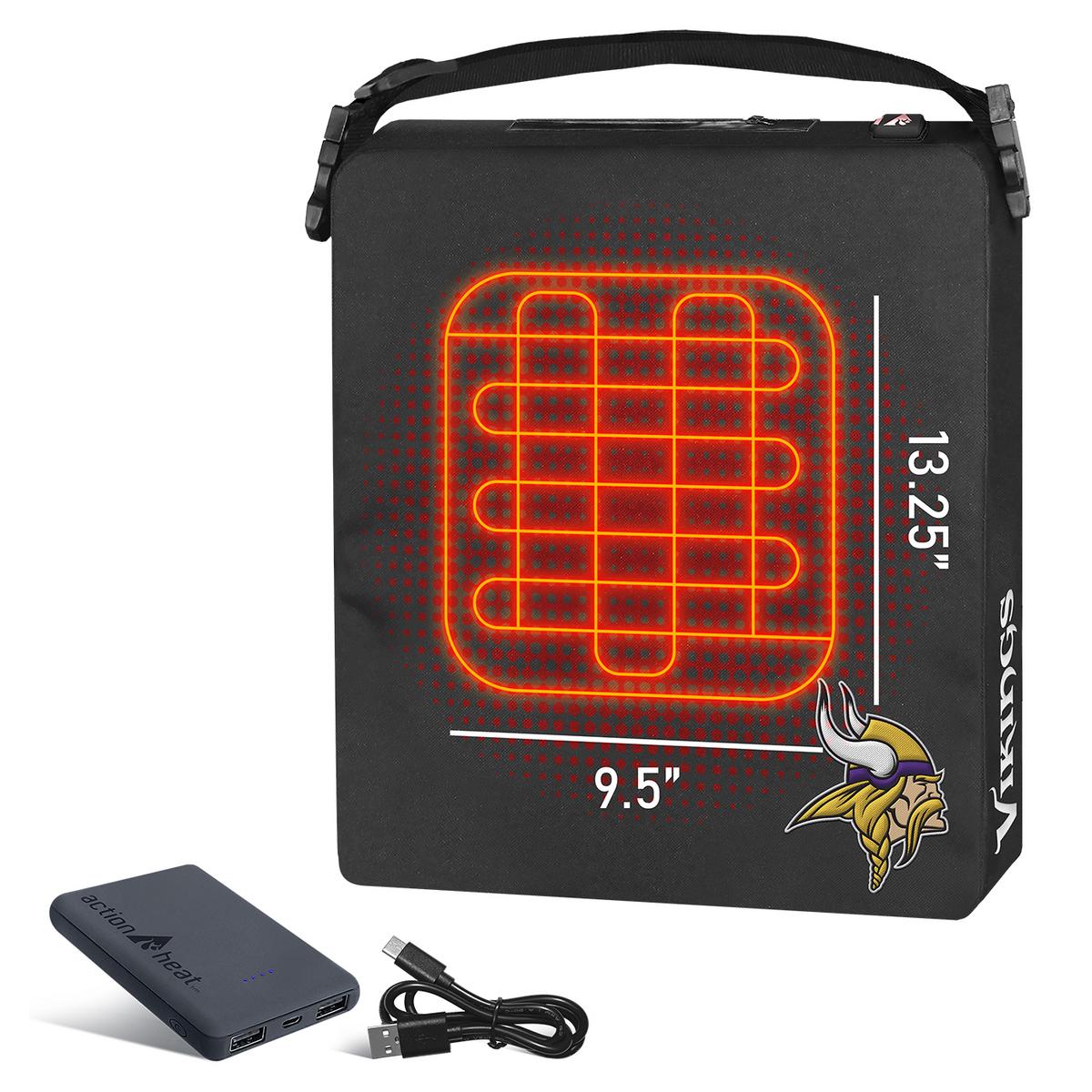 ActionHeat Minnesota Vikings 5V Battery Heated Seat Cushion - Back