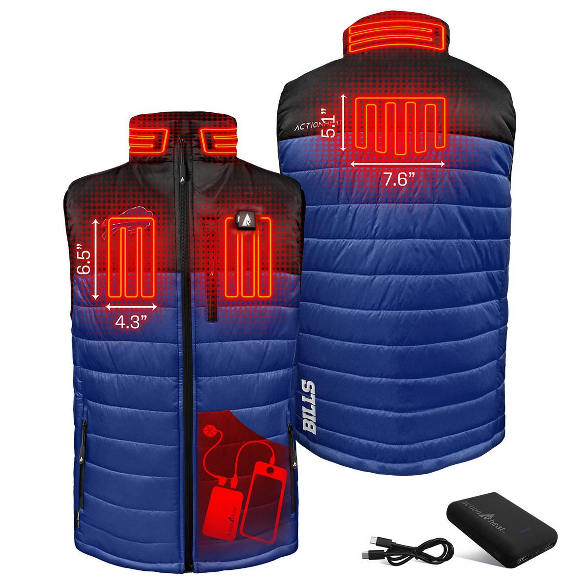 ActionHeat Buffalo Bills 5V Men's Colorblock Puffer Battery Heated Vest - Back