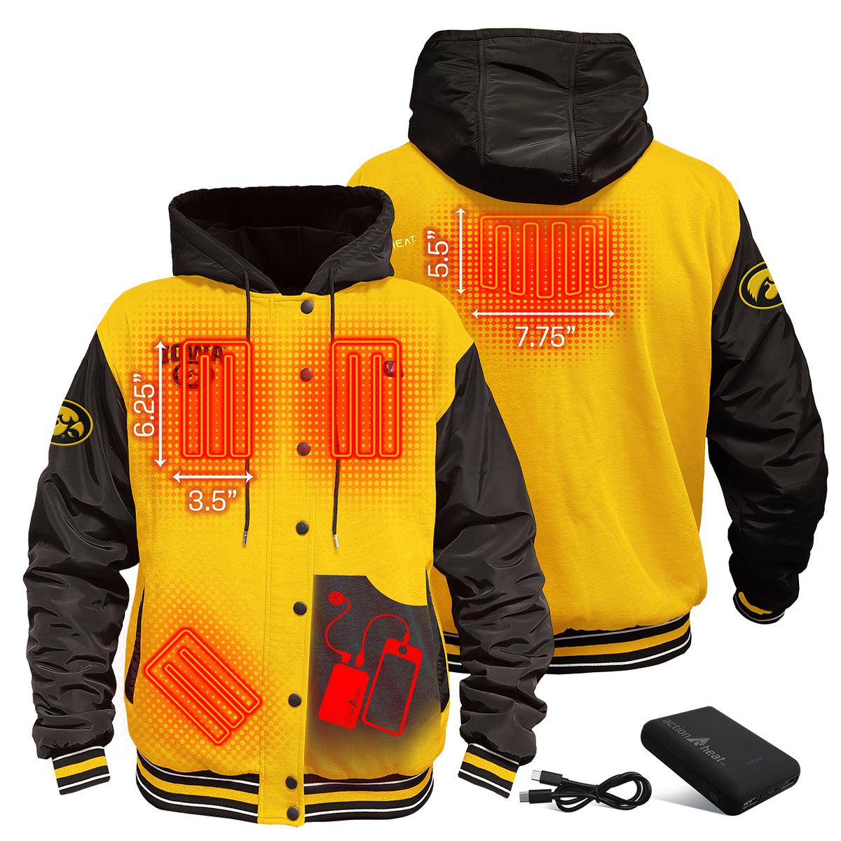 ActionHeat Iowa Hawkeyes 5V Men's Varsity Battery Heated Jacket - Back