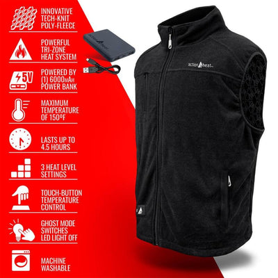 Open Box ActionHeat 5V Men's Performance Fleece Battery Heated Vest - Info