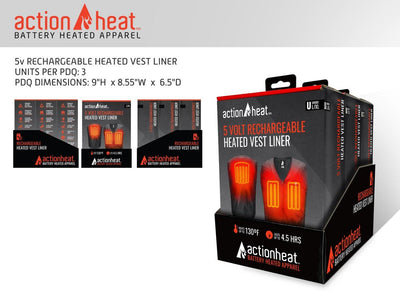 ActionHeat 5V Heated Vest Liner - S/M - 3pk PDQ - Heated