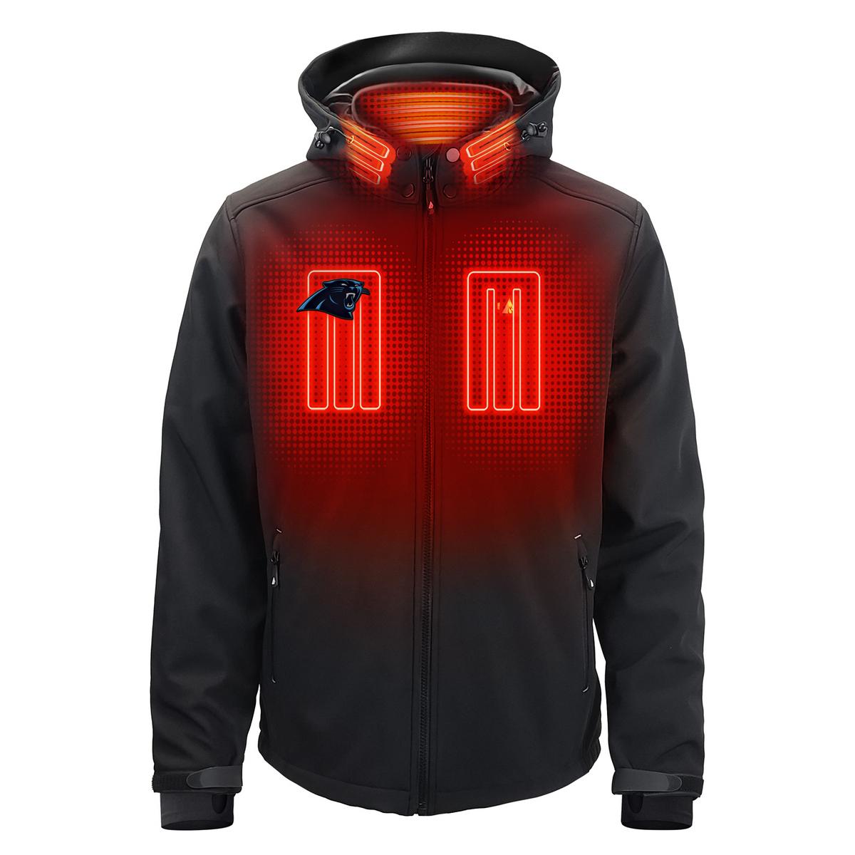 ActionHeat Carolina Panthers 5V Men's Softshell Battery Heated Jacket - Front