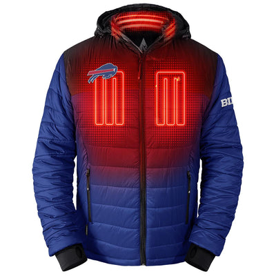 ActionHeat Buffalo Bills 5V Men's Colorblock Puffer Battery Heated Jacket - Front
