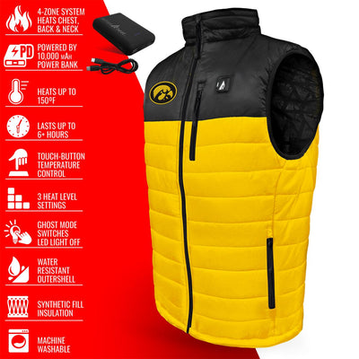 ActionHeat Iowa Hawkeyes 5V Men's Colorblock Puffer Battery Heated Vest - Info