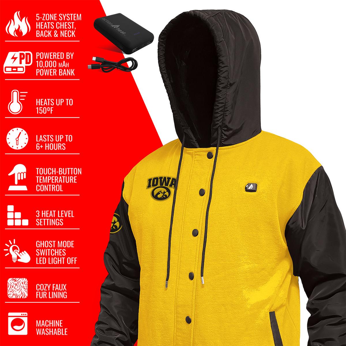 ActionHeat Iowa Hawkeyes 5V Men's Varsity Battery Heated Jacket - Full Set