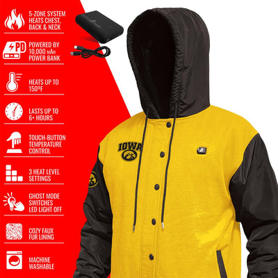 ActionHeat Iowa Hawkeyes 5V Men's Varsity Battery Heated Jacket - Full Set