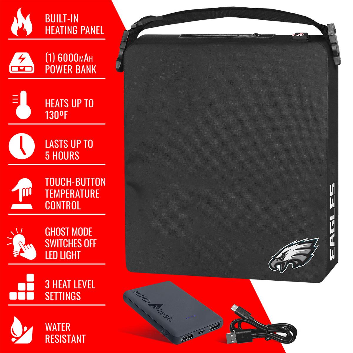ActionHeat Philadelphia Eagles 5V Battery Heated Seat Cushion - Full Set