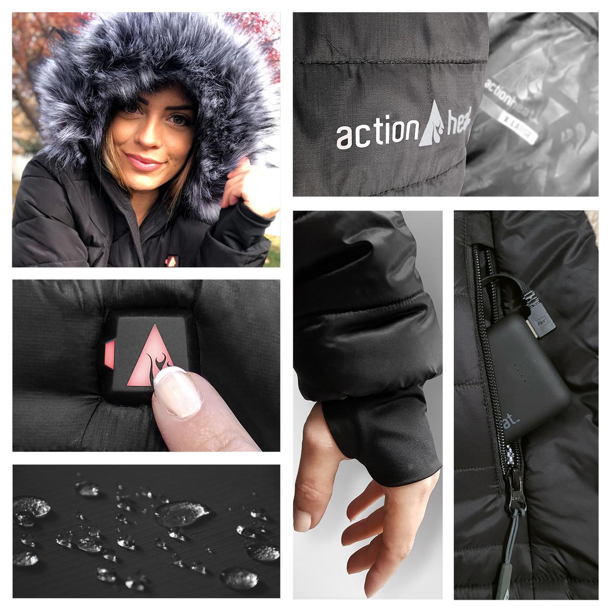 ActionHeat San Francisco 49ers 5V Women's Long Puffer Battery Heated Jacket - Battery