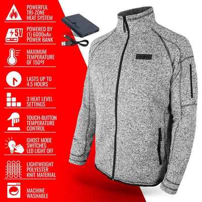 Open Box ActionHeat 5V Men's Battery Heated Sweater Jacket - Full Set