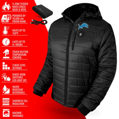 ActionHeat Detroit Lions 5V Men's Puffer Battery Heated Jacket - Full Set