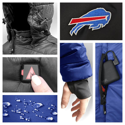 ActionHeat Buffalo Bills 5V Men's Colorblock Puffer Battery Heated Jacket - Battery