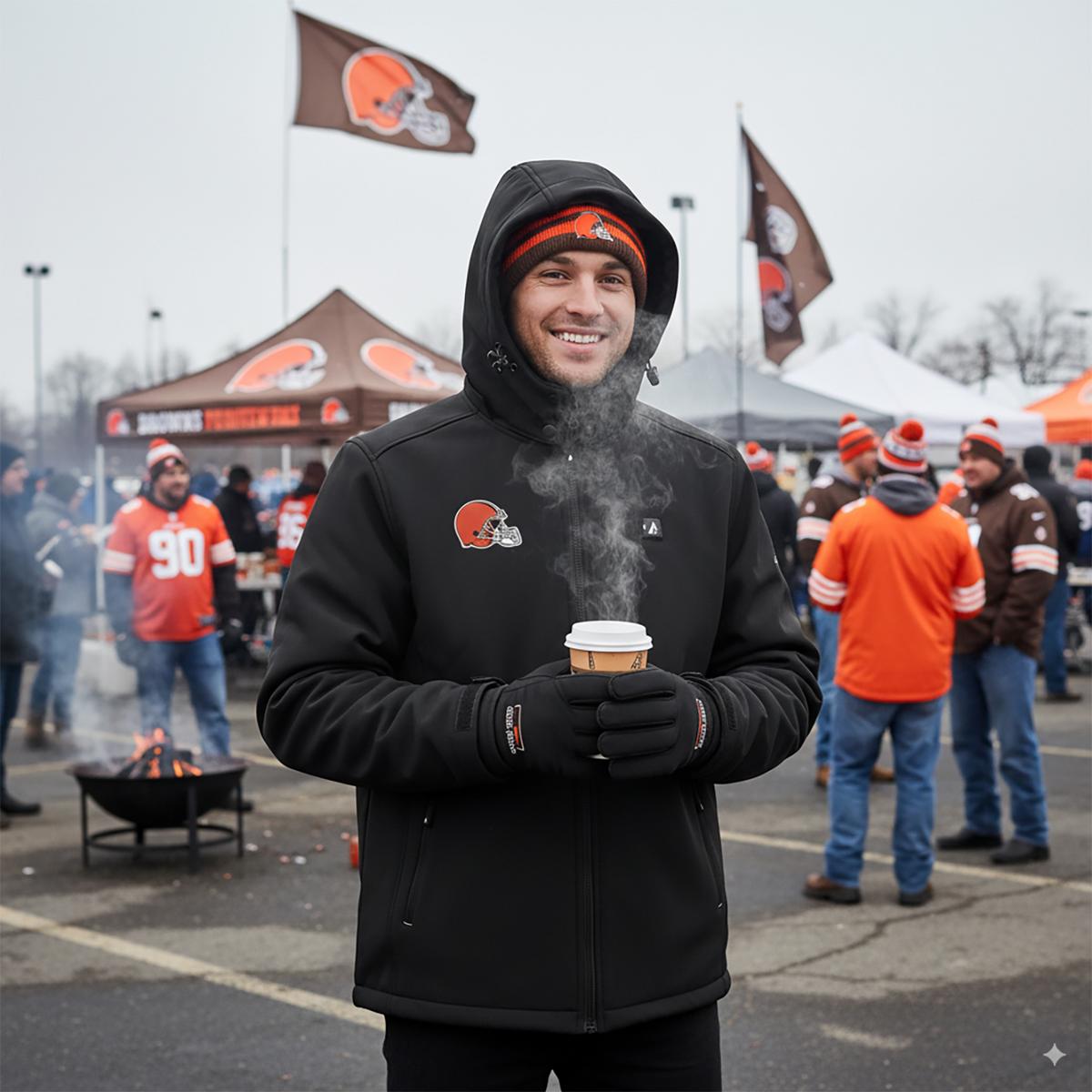 ActionHeat Cleveland Browns 5V Men's Softshell Battery Heated Jacket - Info