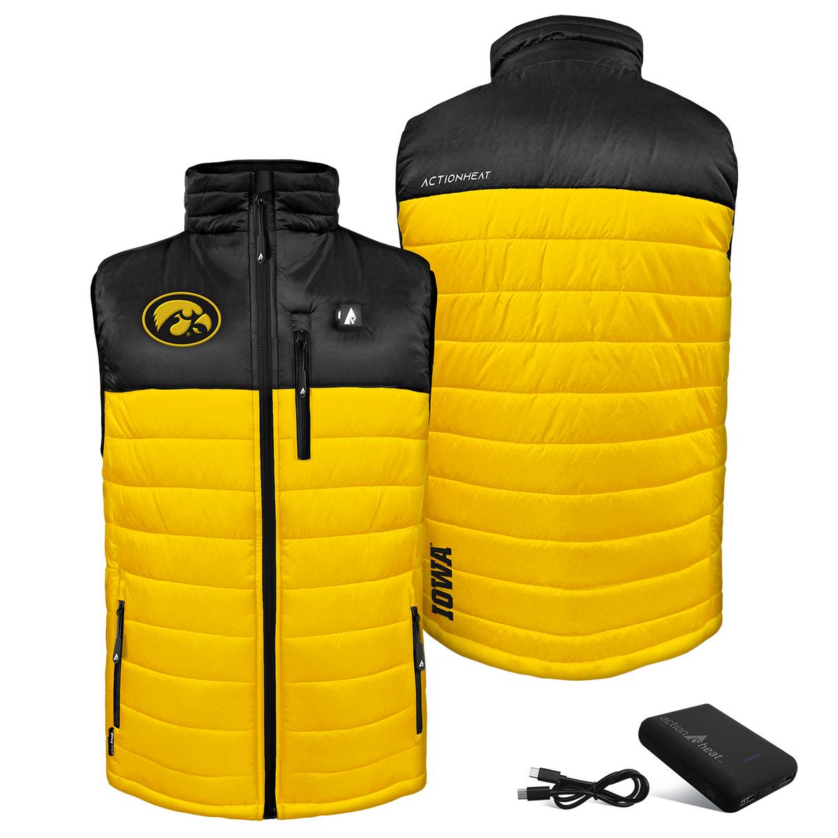 ActionHeat Iowa Hawkeyes 5V Men's Colorblock Puffer Battery Heated Vest - Battery