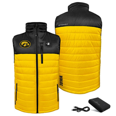 ActionHeat Iowa Hawkeyes 5V Men's Colorblock Puffer Battery Heated Vest - Battery