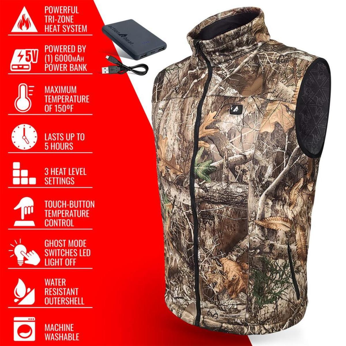Open Box ActionHeat 5V Men's Battery Heated Hunting Vest - Info