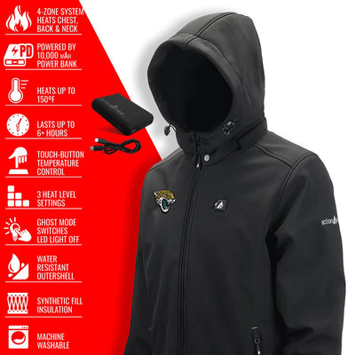 ActionHeat Jacksonville Jaguars 5V Men's Softshell Battery Heated Jacket - Full Set