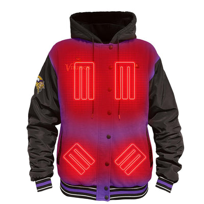 ActionHeat Minnesota Vikings 5V Battery Heated Varsity Jacket - Front