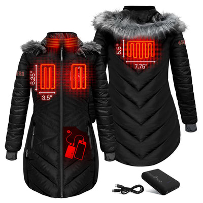 ActionHeat San Francisco 49ers 5V Women's Long Puffer Battery Heated Jacket - Back