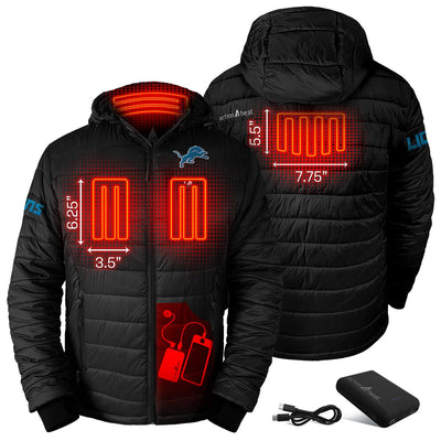 ActionHeat Detroit Lions 5V Men's Puffer Battery Heated Jacket - Back