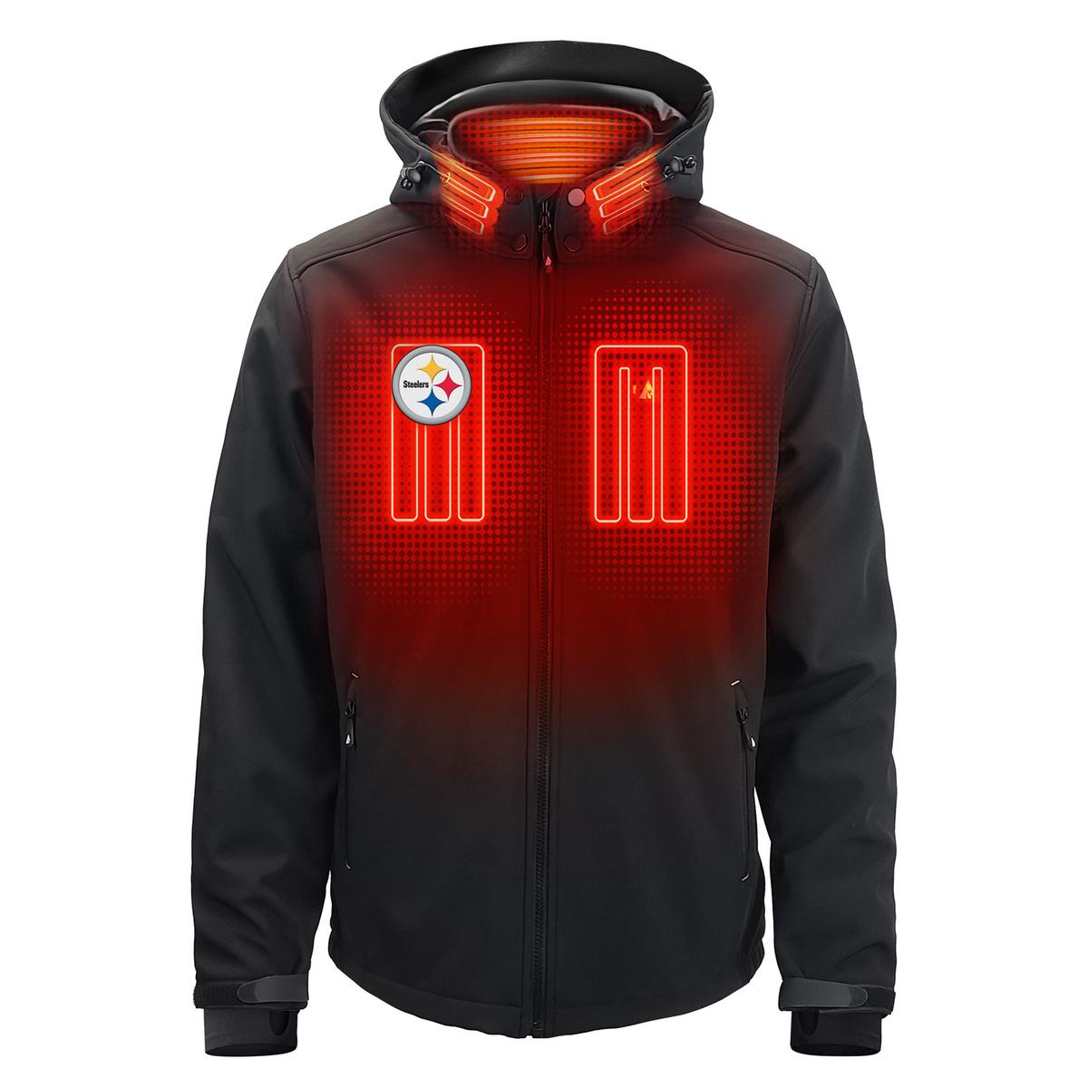 ActionHeat Pittsburgh Steelers 5V Men's Softshell Battery Heated Jacket - Front
