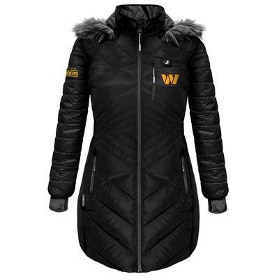 ActionHeat Washington Commanders 5V Women's Long Puffer Battery Heated Jacket - Heated