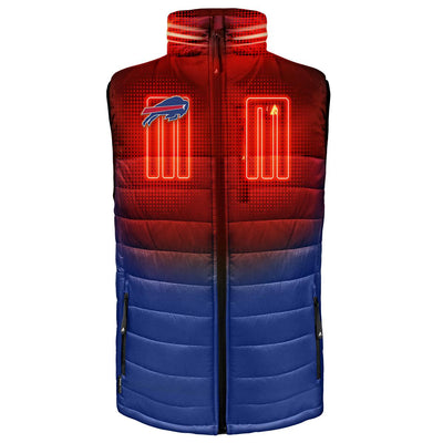 ActionHeat Buffalo Bills 5V Men's Colorblock Puffer Battery Heated Vest - Front