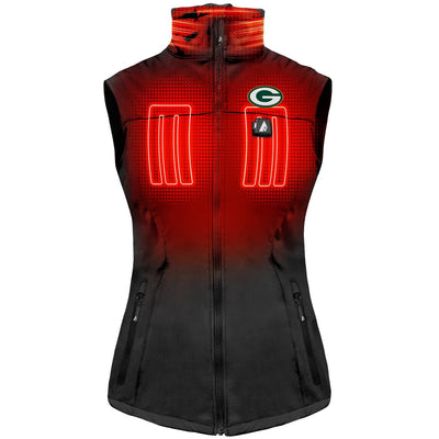 ActionHeat Green Bay Packers 5V Women's Softshell Battery Heated Vest - Front