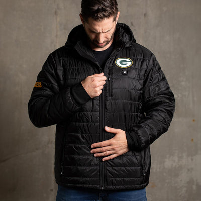 ActionHeat Green Bay Packers 5V Men's Puffer Battery Heated Jacket - Info
